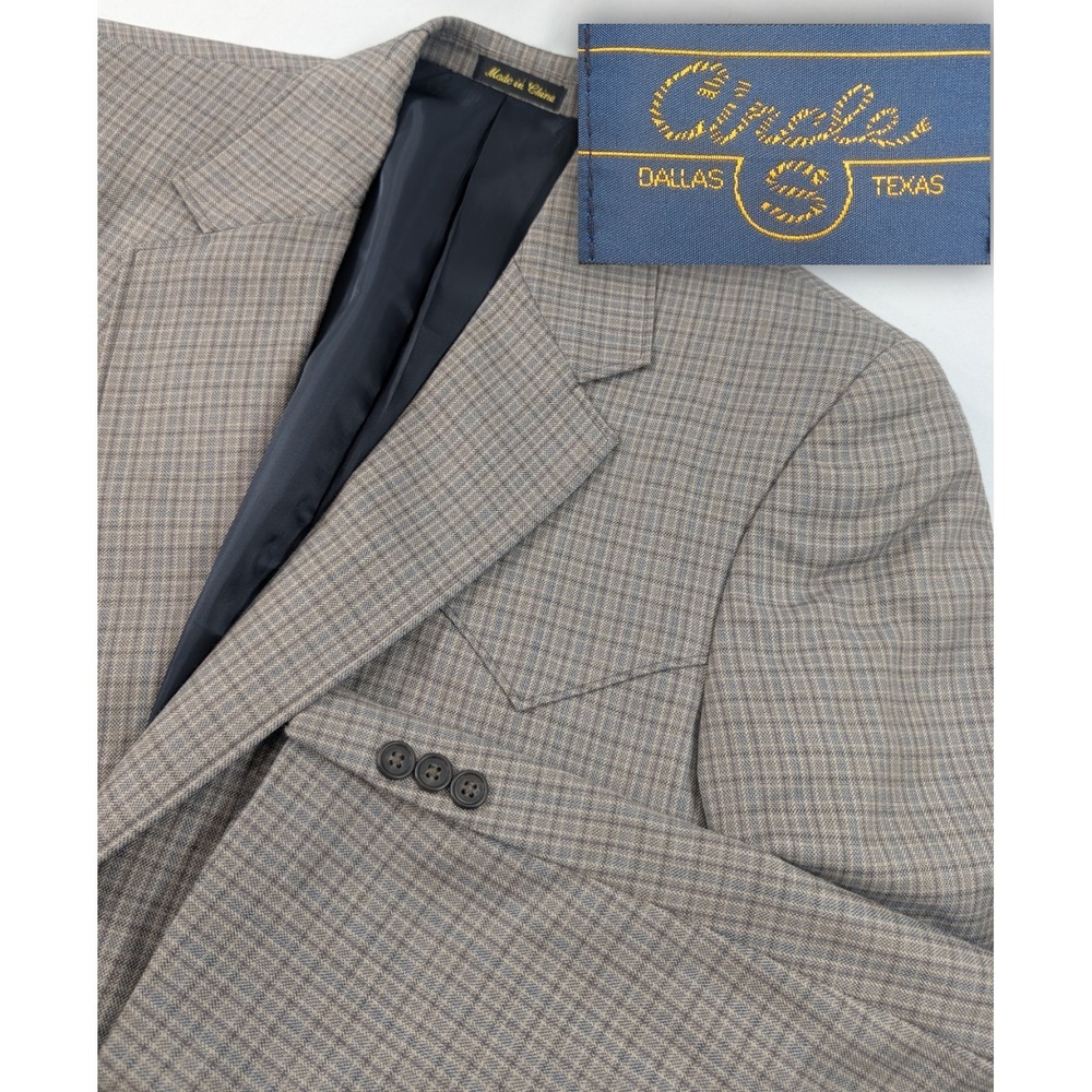 Circle S Western Cut  Jacket Blazer Suit Coat Poly Blend Graph Plaid 42R 46"